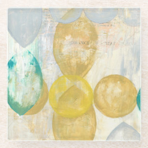 Dessous-de-verre En Verre Peinture Abstraite moderne sur papier journal