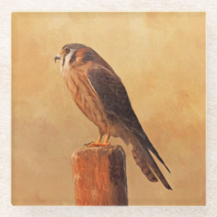 Dessous-de-verre En Verre Peinture américaine Kestrel - Art original pour oi