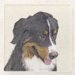 Dessous-de-verre En Verre Peinture bernoise de chien de montagne - Art origi