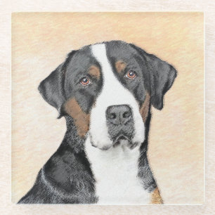 Dessous-de-verre En Verre Peinture de Chien de Montagne - Art original