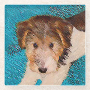 Dessous-de-verre En Verre Peinture de chiot Terrier Fox - Art de chien origi