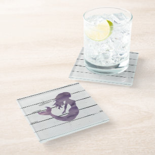 Dessous-de-verre En Verre Peinture de sirène violet Dessous de verre en verr