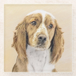 Dessous-de-verre En Verre Peinture d'espagnol Welsh Springer - Art original 