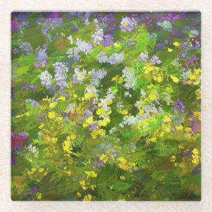 Dessous-de-verre En Verre Peinture fleur sauvage Impasto - Art Fleur Origina