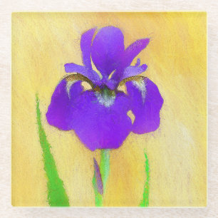 Dessous-de-verre En Verre Peinture Iris à pois pourpre - Chien original mign