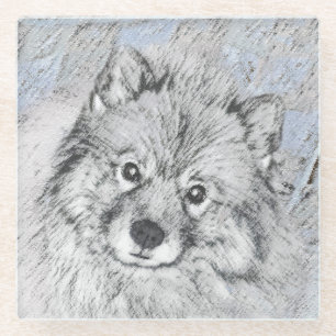 Dessous-de-verre En Verre Peinture Keeshond Beth - Joli art original chien