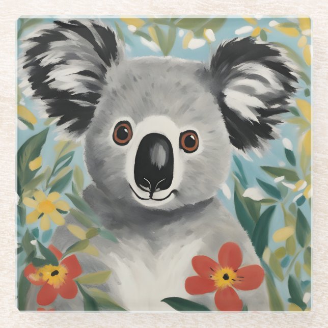Dessous-de-verre En Verre Peinture Koala (Devant)