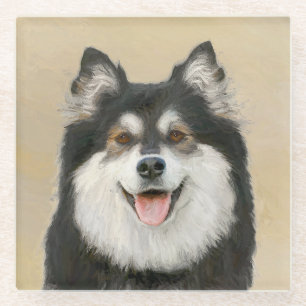 Dessous-de-verre En Verre Peinture Lapphund Finlandaise - Joli art original 