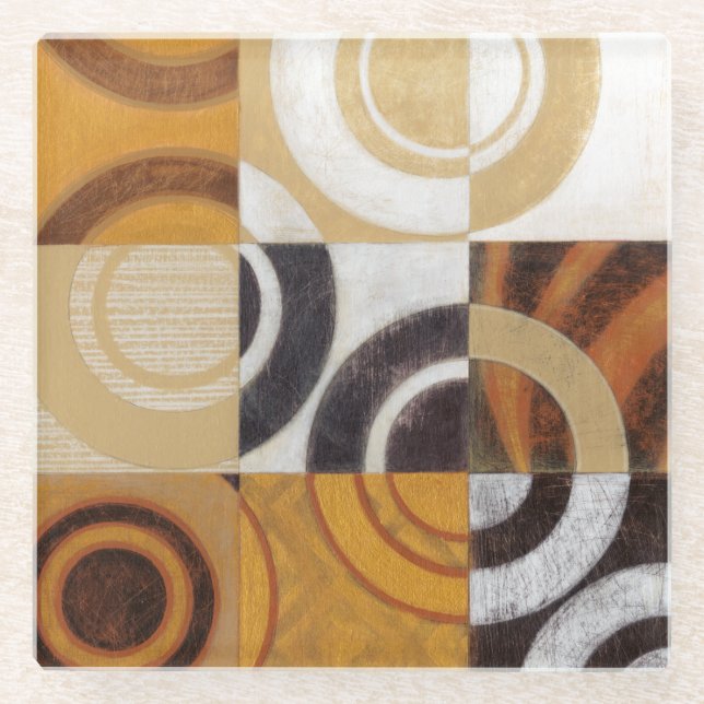 Dessous-de-verre En Verre Peinture moderne avec les motifs circulaires (Devant)