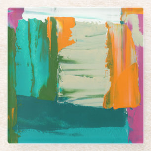 Dessous-de-verre En Verre Peinture Multicolore De La Liberté D'Expression