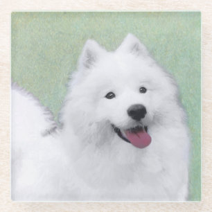 Dessous-de-verre En Verre Peinture Samoyed - Cute Original Chien Art