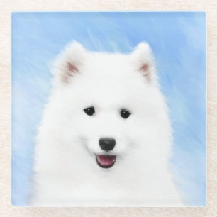 Dessous-de-verre En Verre Peinture Samoyed Puppy - Jolie Art Original Chien