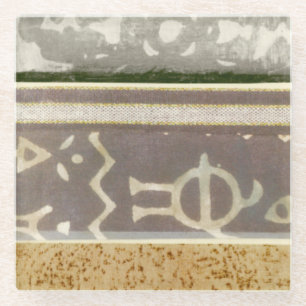 Dessous-de-verre En Verre Peinture tribale contemporaine de motif