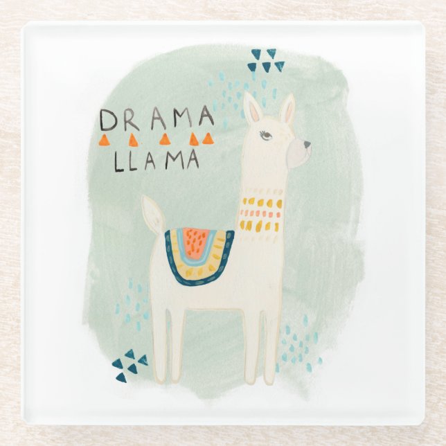 Dessous-de-verre En Verre Peloton de lama - lama de drame (Devant)