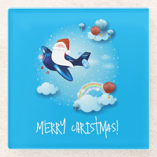 Dessous-de-verre En Verre Père Noël arrive (Devant)