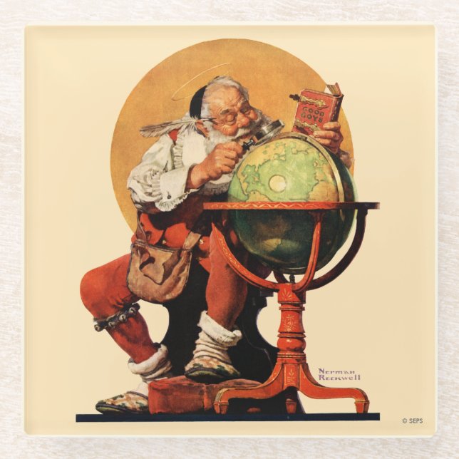 Dessous-de-verre En Verre Père Noël au monde (Devant)