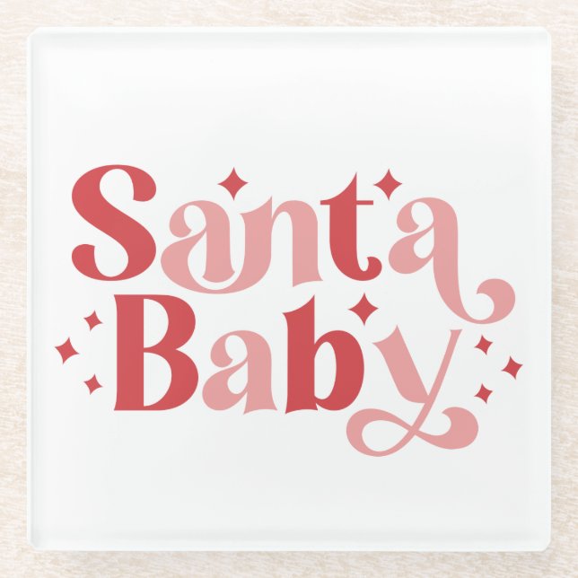Dessous-de-verre En Verre Père Noël Baby - Typographie de Noël rétro (Devant)