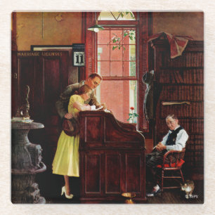 Dessous-de-verre En Verre Permis de mariage par Norman Rockwell