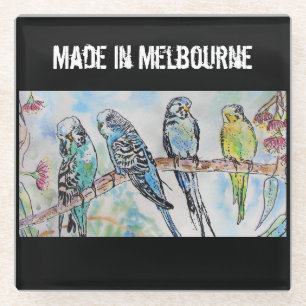 Dessous-de-verre En Verre Perroquet Perruche Oiseau Fabriqué à Melbourne Ois