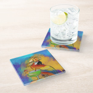 Dessous-de-verre En Verre Perroquets de fête