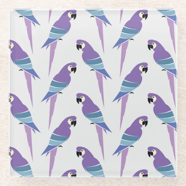 Dessous-de-verre En Verre Perroquets pourpres (Devant)