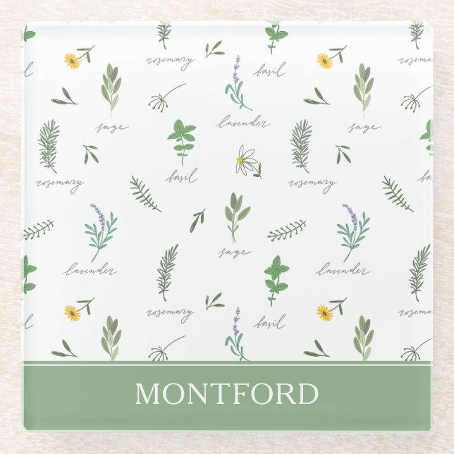 Dessous-de-verre En Verre Personalized Kitchen Garden Botanical (Devant)