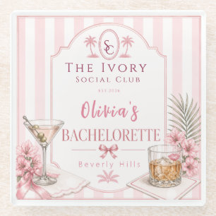 Dessous-de-verre En Verre Personnalisé Luxe Rose Enterrement de Vie de Jeune