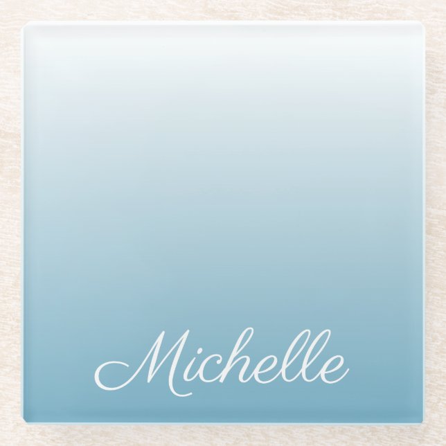 Dessous-de-verre En Verre Personnel gradient ombre angel blue (Devant)