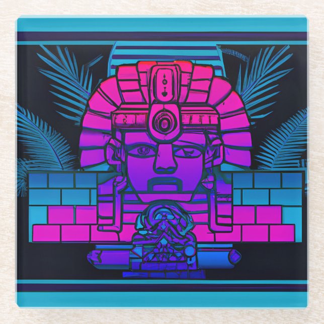 Dessous-de-verre En Verre Pharaon Synthwave (Devant)