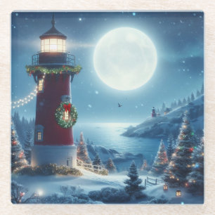 Dessous-de-verre En Verre Phare de Noël nautique