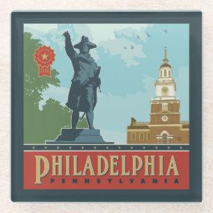 Dessous-de-verre En Verre Philadelphie, PA Indépendance