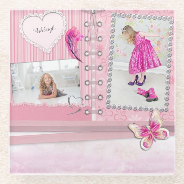 Dessous-de-verre En Verre Photo Collage Girls Scrapbook Custom (Devant)