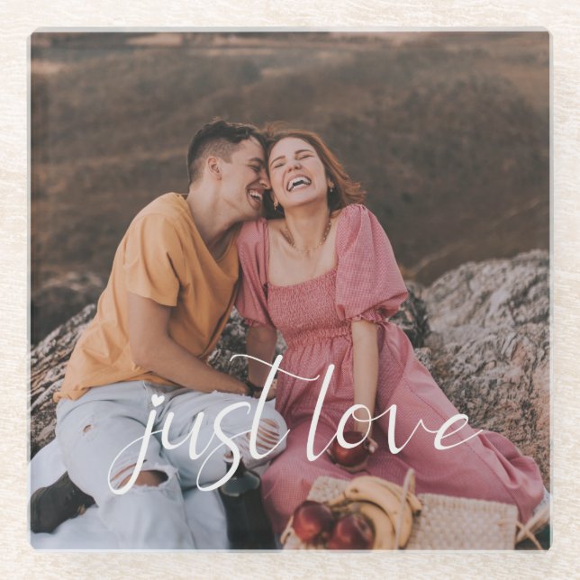 Dessous-de-verre En Verre Photo Couple Just Love Script (Devant)