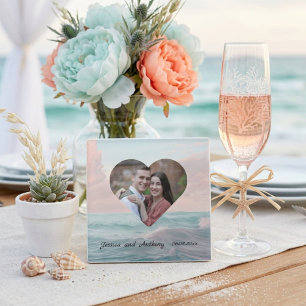 Dessous-de-verre En Verre Photo de mariage élégant et unique sur la plage cô
