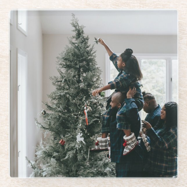 Dessous-de-verre En Verre Photo de Noël personnalisée à deux faces (Devant)