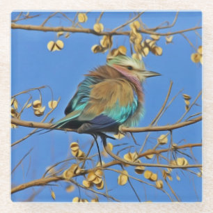 Dessous-de-verre En Verre Photo d'oiseau dans l'arbre