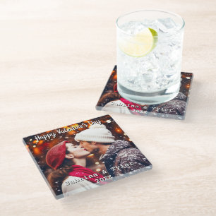 Dessous-de-verre En Verre Photo et noms personnalisés Heureuses Saintes-Vale