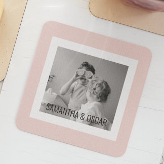 Dessous-de-verre En Verre Photo Famille Moderne Pastel Rose Simple Cadeau