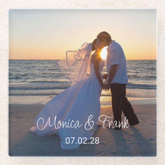 Dessous-de-verre En Verre Photo Mariage personnalisée (Devant)