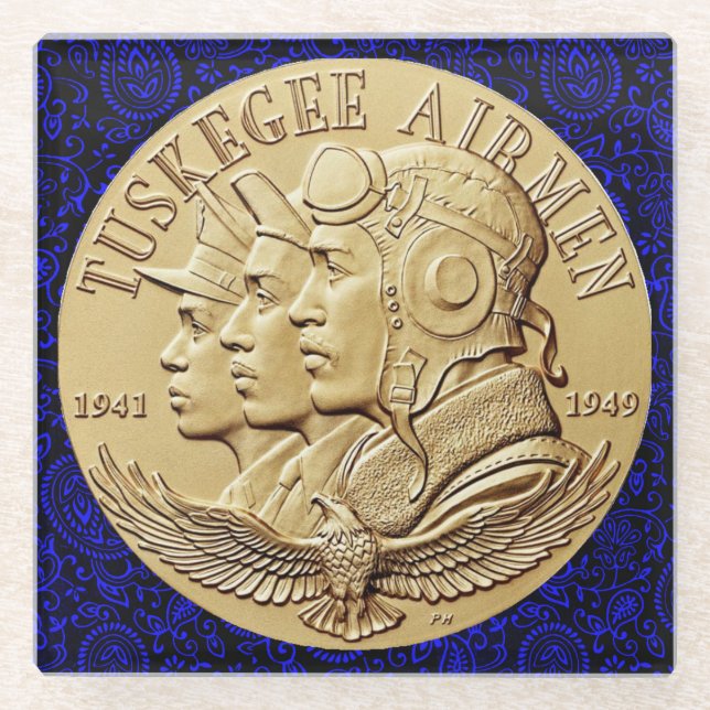 DESSOUS-DE-VERRE EN VERRE PIÈCE DE MONNAIE D'AVIATEURS DE TUSKEGEE (Devant)