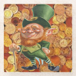 Dessous-de-verre En Verre pièces d'or leprechaun