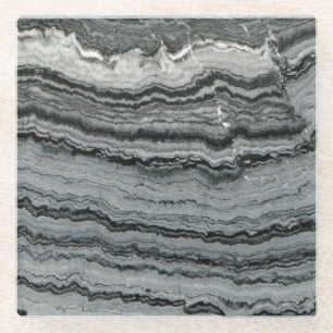 Dessous-de-verre En Verre Pierre de gemme naturelle noir blanc agate marbre
