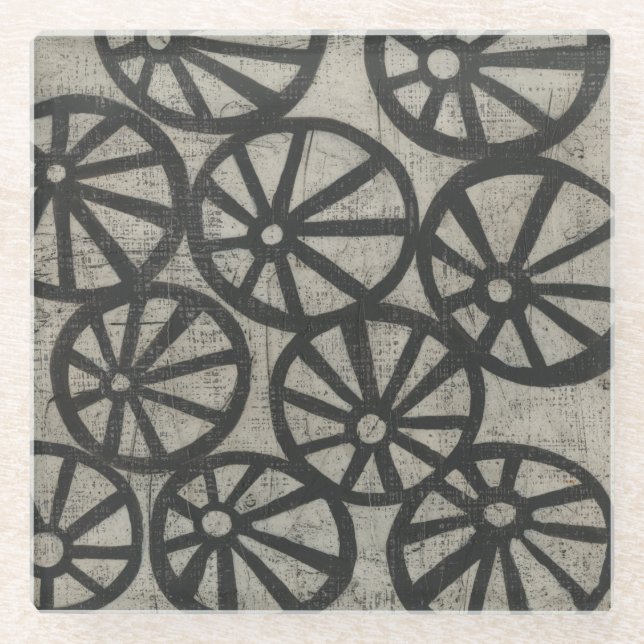 Dessous-de-verre En Verre Pierre - Roues (Devant)