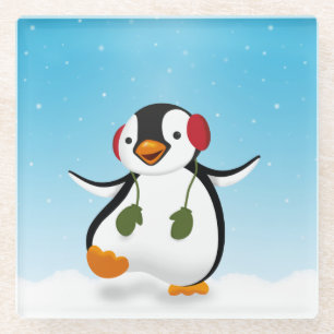 Dessous-de-verre En Verre Pingouin d'hiver mignon