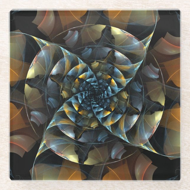 Dessous-de-verre En Verre Pinwheel Art Abstrait (Devant)