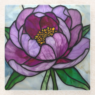 Dessous-de-verre En Verre Pivoine Violette Teintée