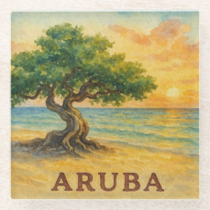 Dessous-de-verre En Verre Plage Eagle d'Aruba Divi Tree Heure dorée