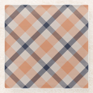 Dessous-de-verre En Verre Plaid automne à damiers automne Thanksgiving