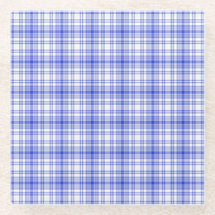 Dessous-de-verre En Verre Plaid blanc bleu 2