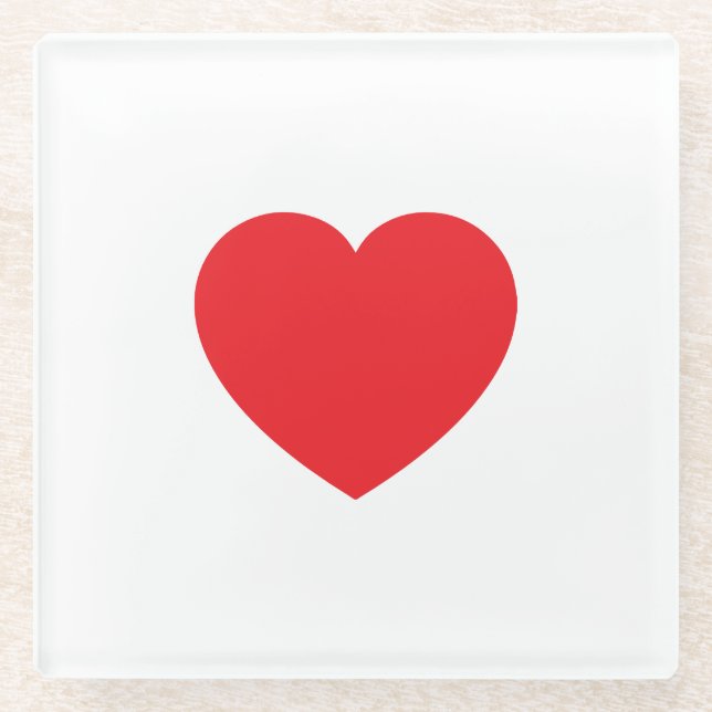 Dessous-de-verre En Verre Plain Modern White Red Love Heart Graphic (Devant)